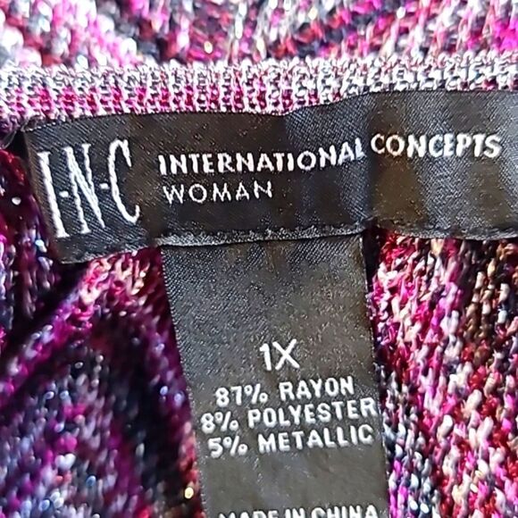 International Concepts Purple & Silver Chevron Sparkly Top, Size 1X - Picture 8 of 8